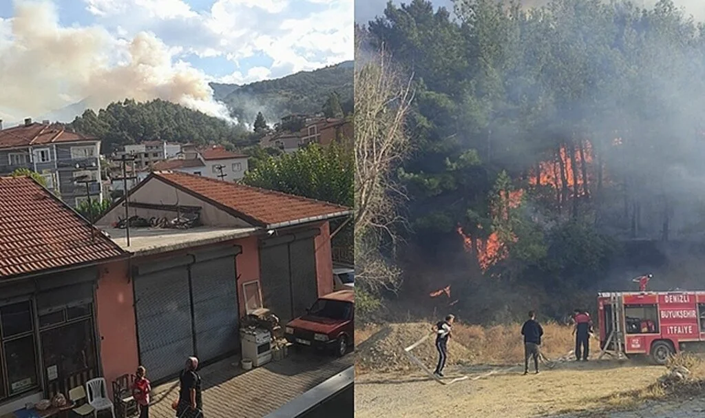 Denizli’de yerleşim yerine yakın noktada orman yangını başladı