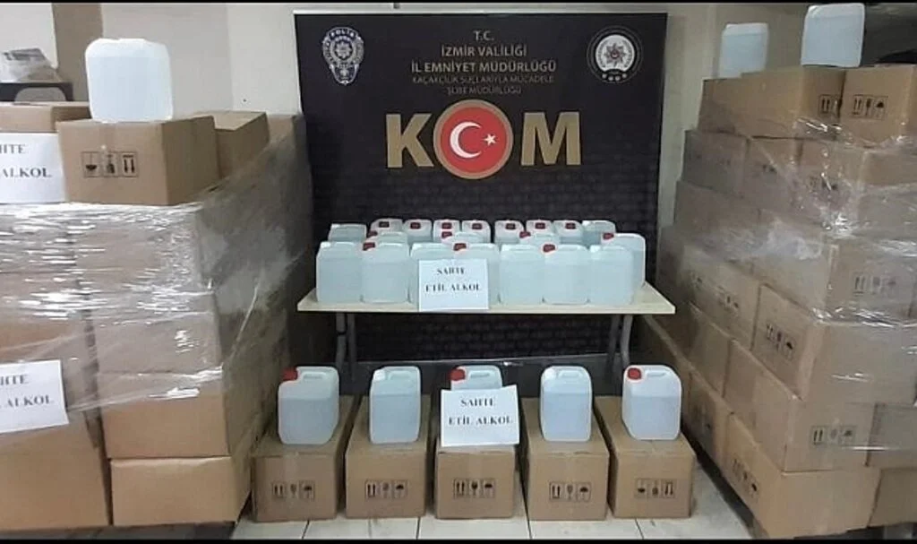Dezenfektan görünümünde satışa sunulan 8 ton sahte etil alkol ele geçirildi