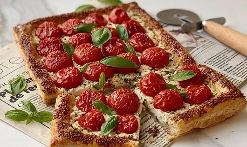 Domatesli pestolu milföy tart