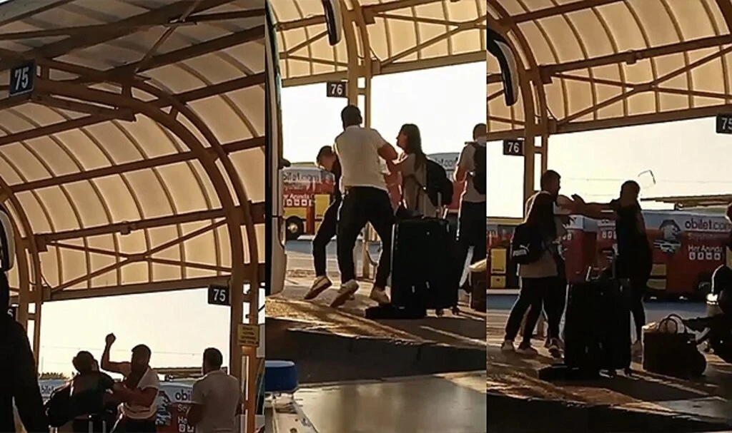 Eski ve yeni sevgilinin yumruk yumruğa kavgası kameralarda