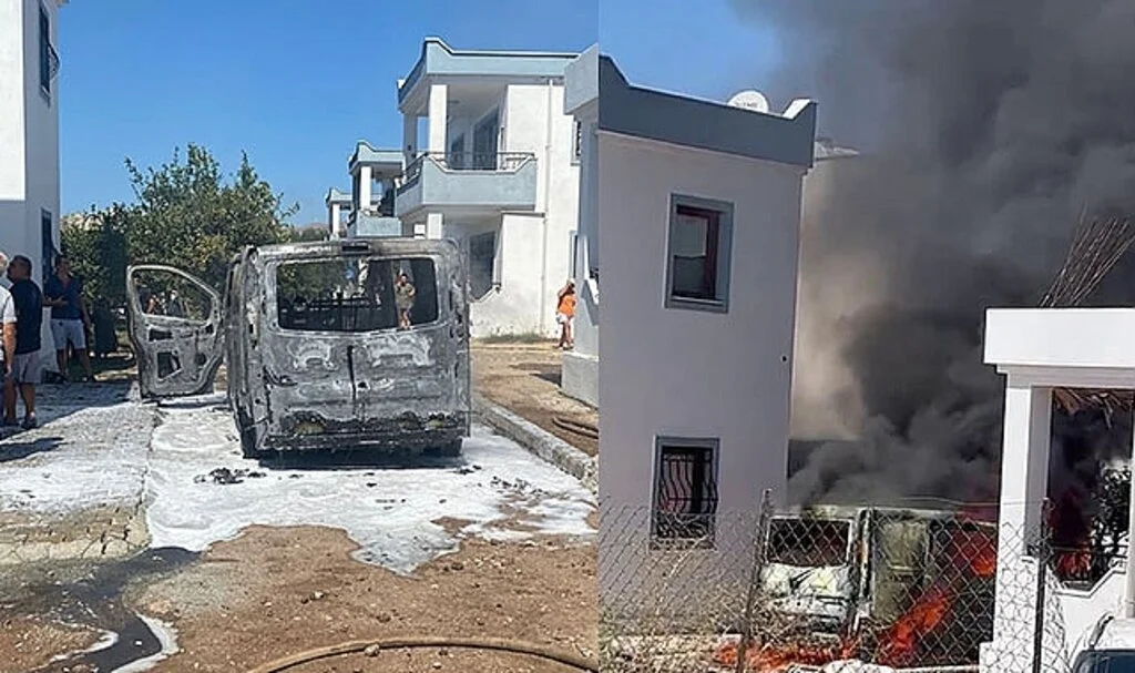 Evlerin arasında korkutan yangın