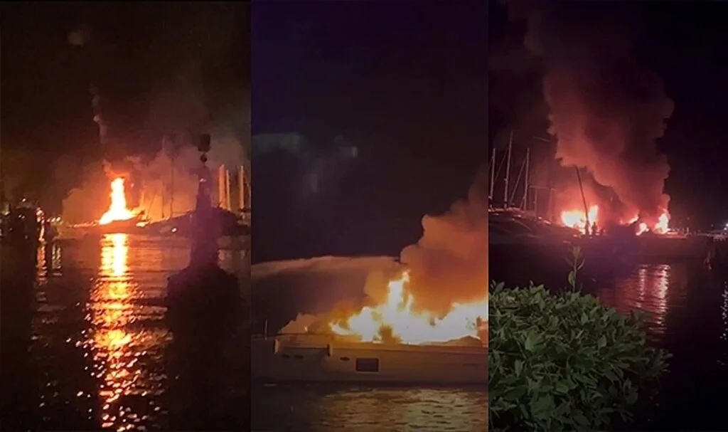Fethiye’de lüks motoryat, alev alev yandı
