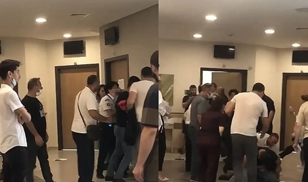 Hastanede hastalar arasında sıra kavgası kamerada