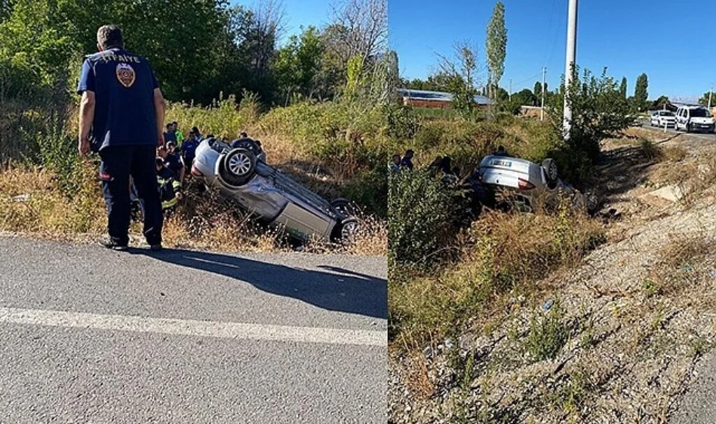 Konya'da otomobil şarampole devrildi: 2 yaralı