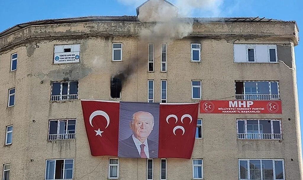 MHP Hakkari İl Başkanlığında yangın