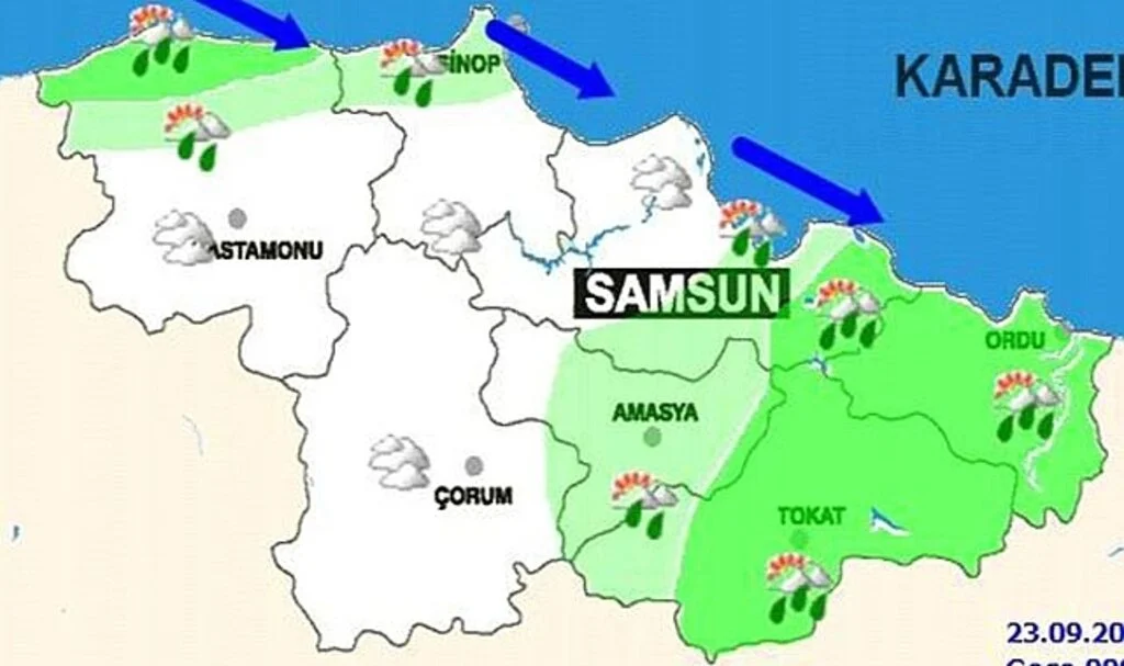 Samsun’a kuvvetli yağış ve rüzgar uyarısı