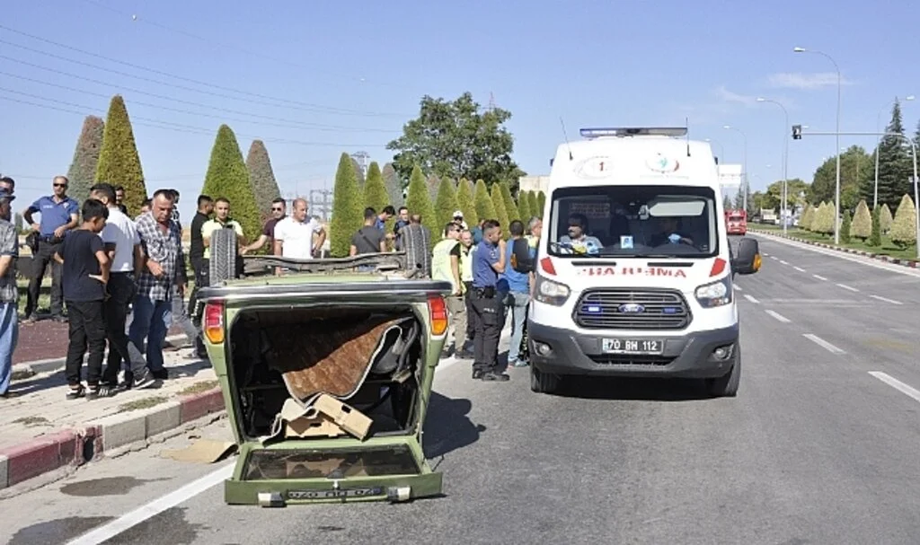 Takla atan otomobilin sürücüsü ölümden döndü