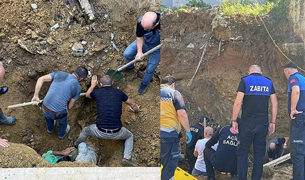 Temeli kazılan inşaatta çökme:1 yaralı