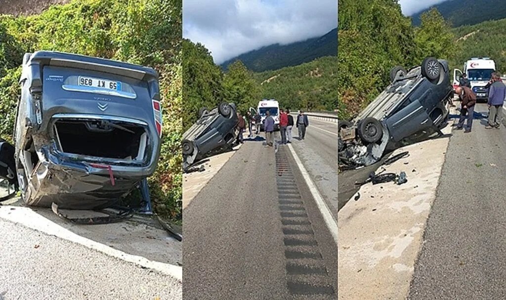 Tokat'ta hafif ticari araç takla attı: 3 yaralı