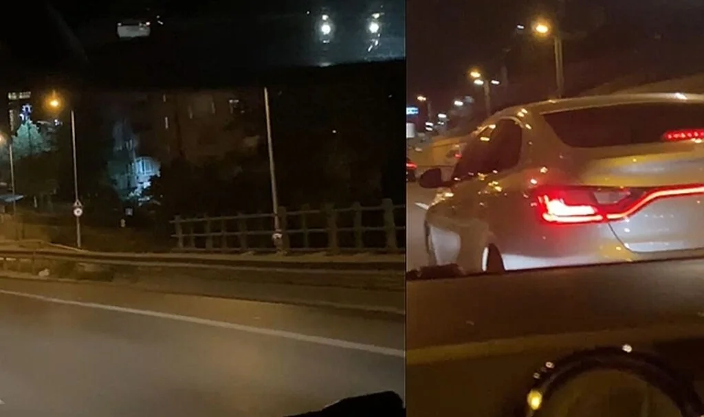Ümraniye’de kadın sürücüyü sıkıştıran maganda kamerada
