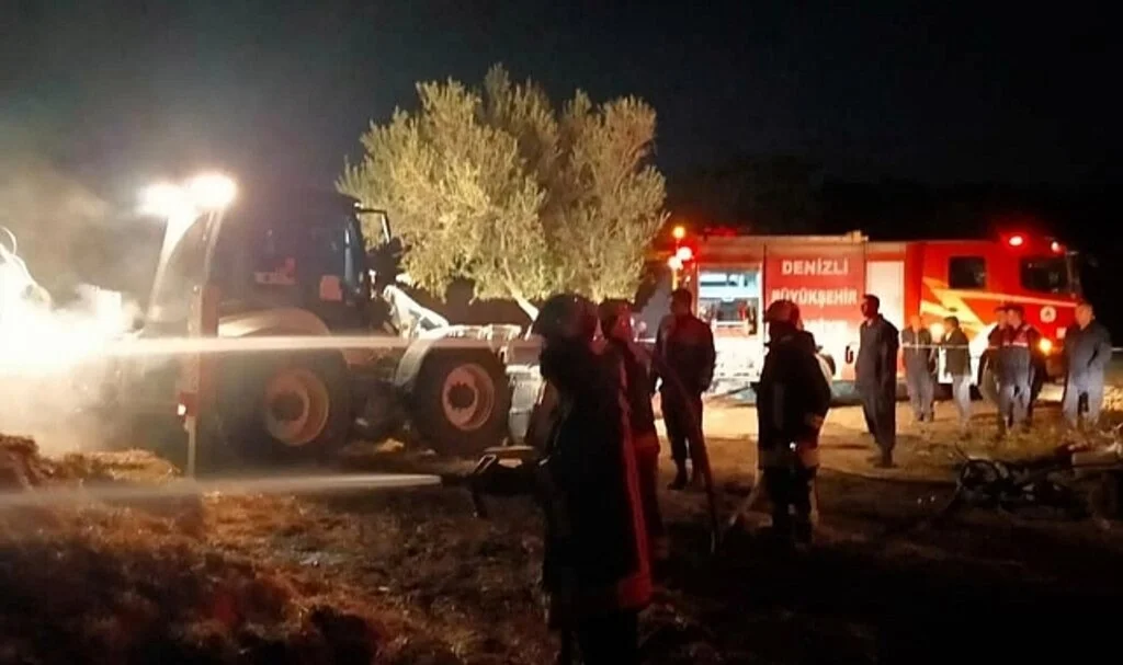 Alev alev yanan samanlar geceyi aydınlattı