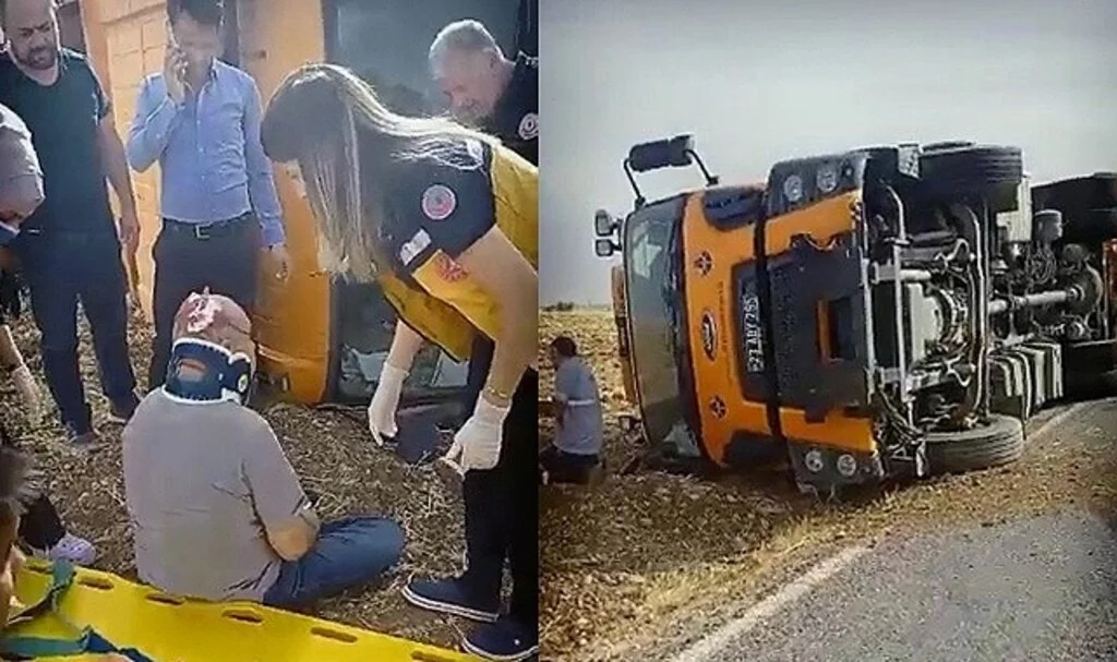 Asfalt yüklü kamyon devrildi: 1 yaralı