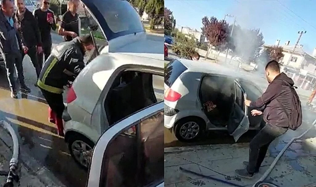 Bagajdaki mangal kömürü az daha otomobili yakıyordu