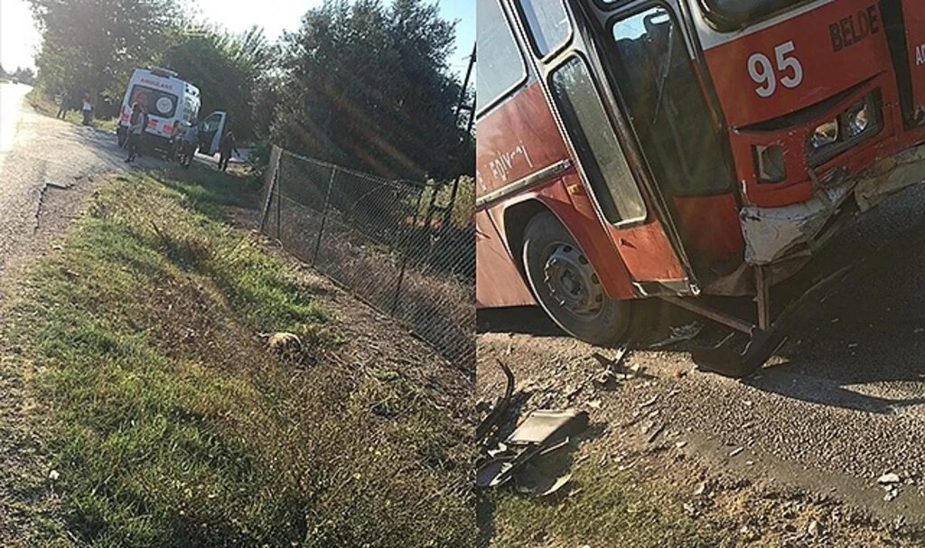 Belediye otobüsü porsuğa çarpmamak için otomobil ile çarpıştı: 3 yaralı
