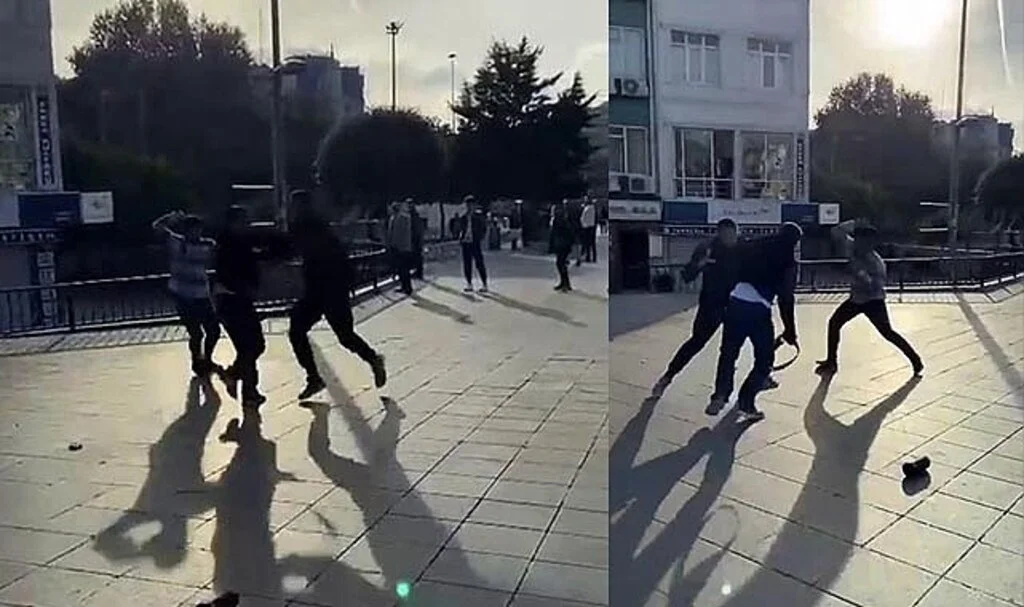 Fatih’te gençlerin kemerli kavgası kamerada