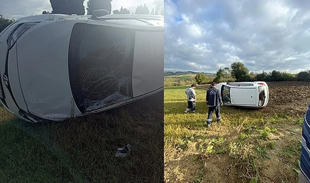 Takla atan otomobilin sürücüsü yaralandı