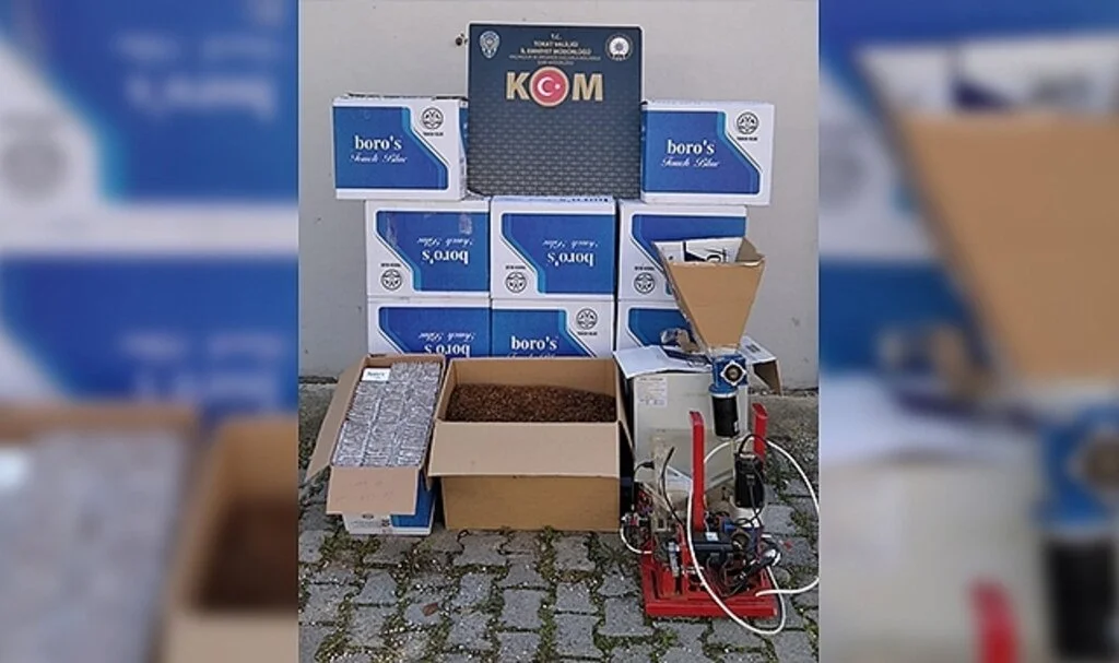 Tokat'ta bir ikamette 100 bin makaron ele geçirildi