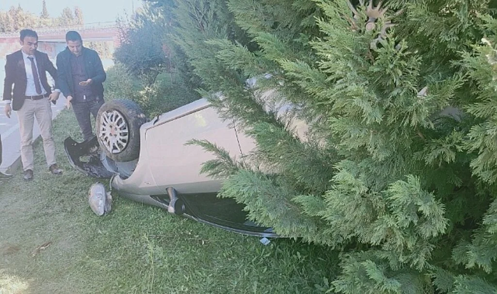 Yoldan çıkan otomobil takla attı: 1 yaralı