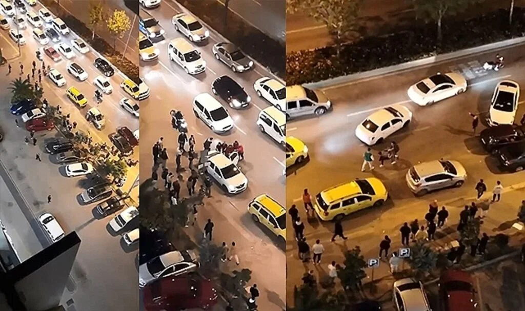Bursa'da kaza sonucu meydana gelen kavga kameralara yansıdı