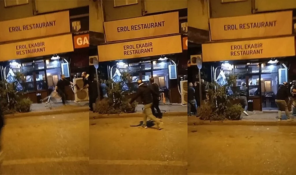Bursa’da silah, sopa ve sandalyelerin kullanıldığı kavga kamerada