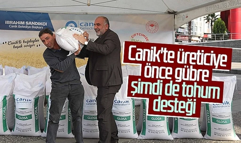 Canik'te üreticiye önce gübre şimdi de tohum desteği