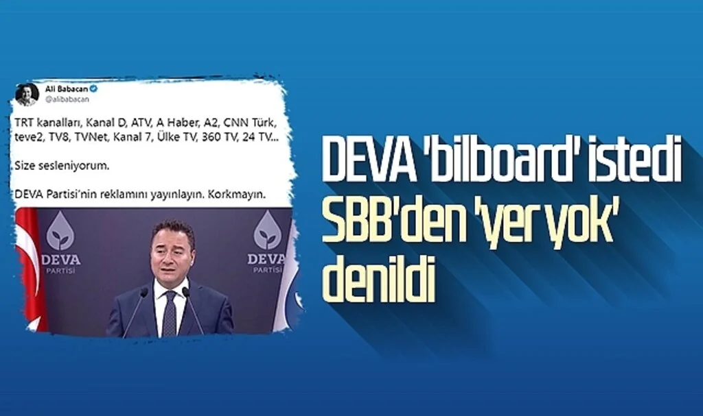 DEVA 'bilboard' istedi Samsun Büyükşehir Belediyesi'nden 'yer yok' denildi