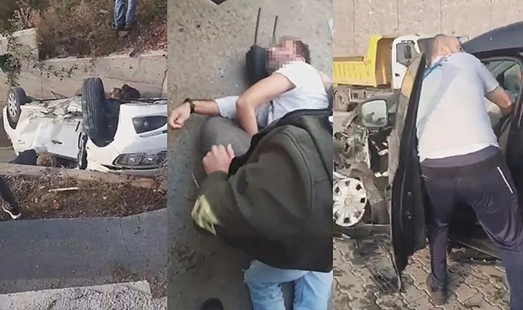 İki aracın karıştığı kazada otomobil kanala uçtu: 2 yaralı