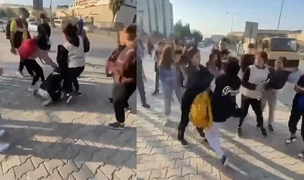 Liseli kızın feci şekilde dövülmesini arkadaşları gülerek izledi