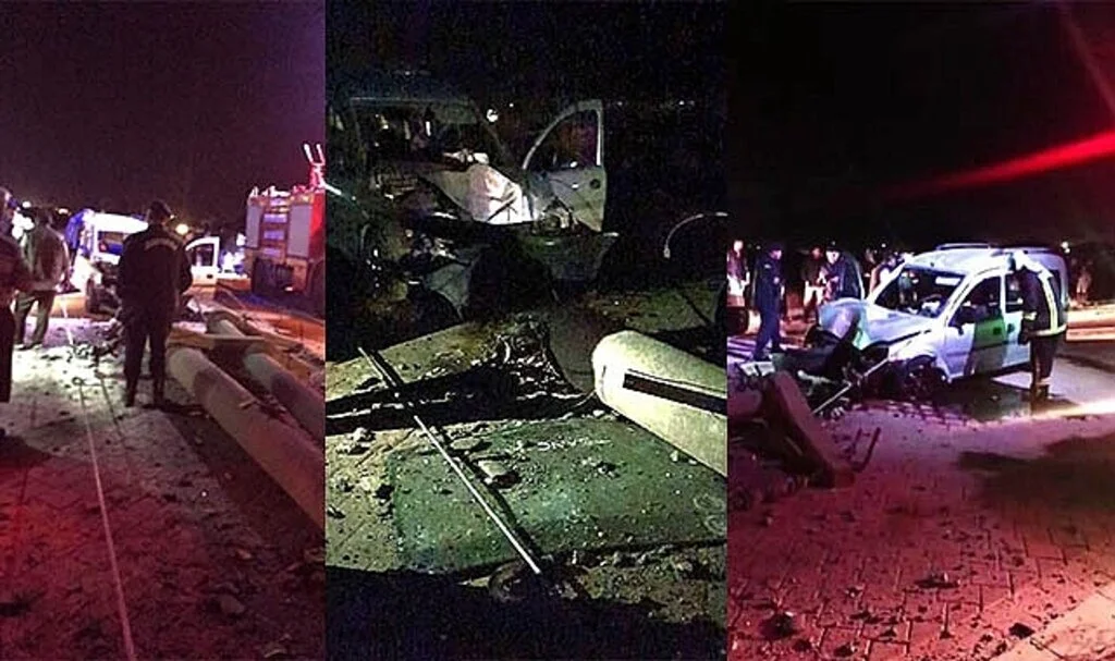 Önüne köpek çıkan araç manevra yaparken beton direği devirdi
