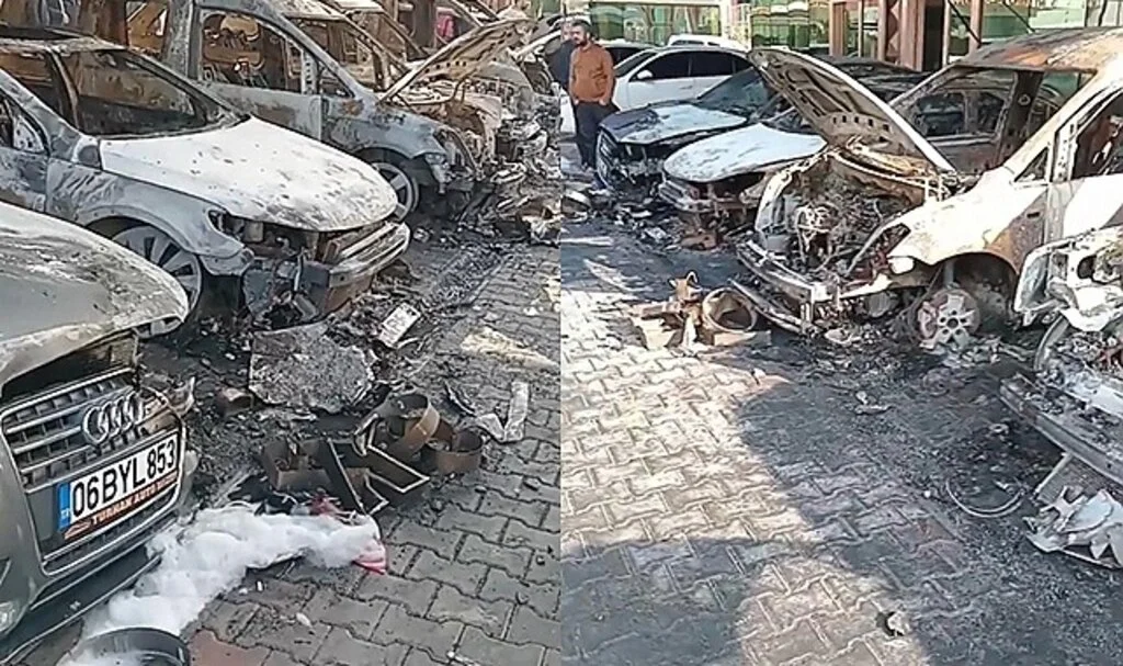 Oto galeride çıkan yangında 6 araç kullanılamaz hale geldi