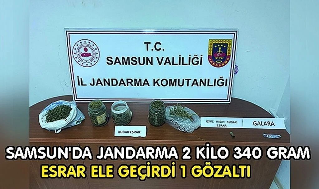 Samsun'da Jandarma 2 Kilo 340 Gram Esrar Ele Geçirdi 1 Gözaltı