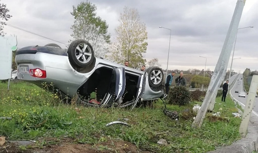 Samsun'da Otomobil Takla Attı 1 Yaralı