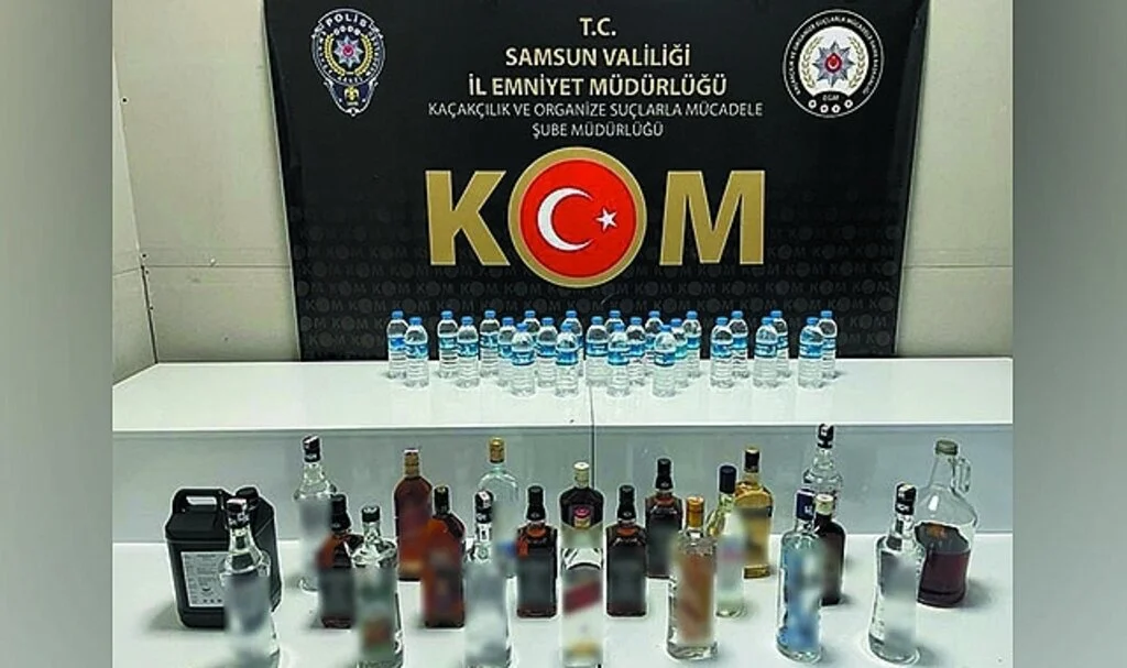 Samsun'da sahte ve gümrük kaçağı içki ele geçirildi