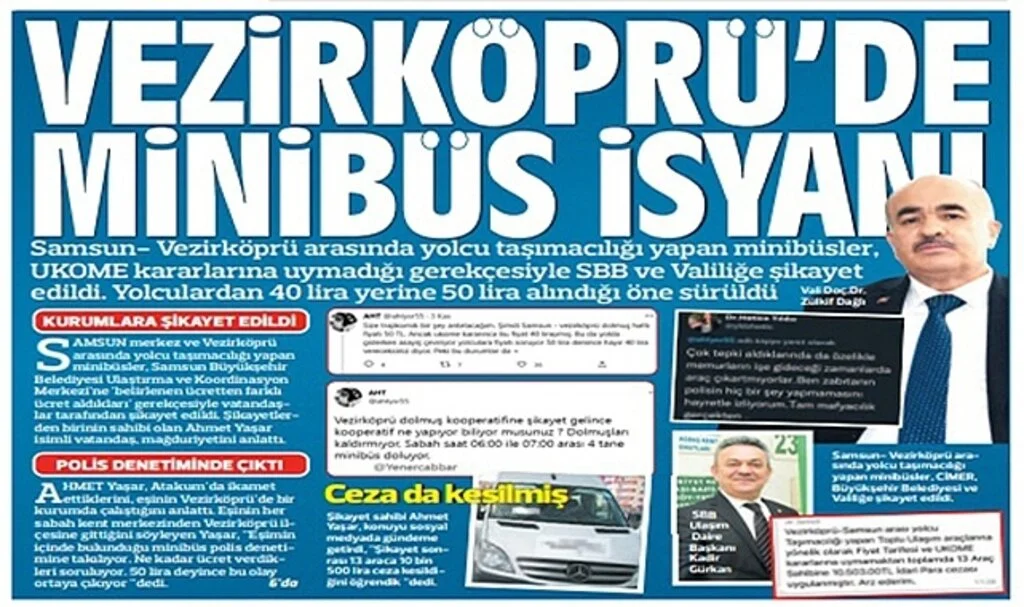 Samsun-Vezirköprü Minibüsçülerine Ceza Yağdı