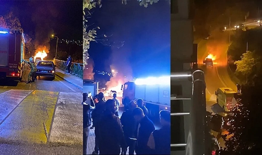Seyir halindeki otomobil alev alev yandı