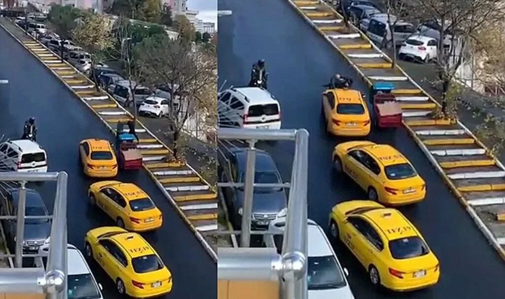 Şişli'de yol verme kavgası böyle görüntülendi