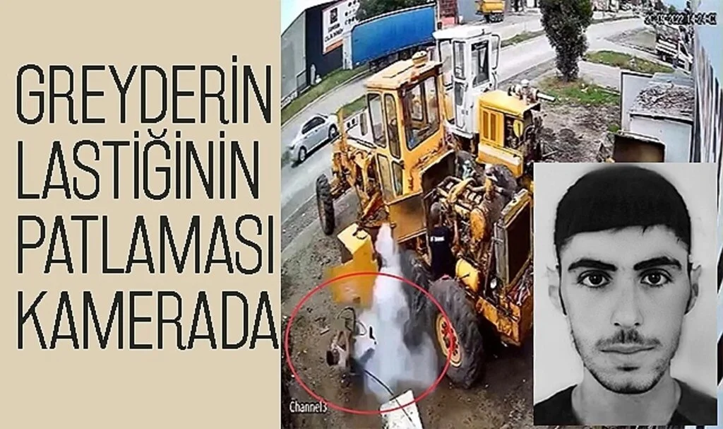Greyderin Lastiğinin Patlaması Kamerada