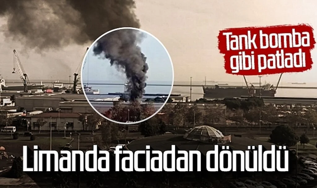 Samsun'da limanda faciadan dönüldü! Tank bomba gibi patladı 