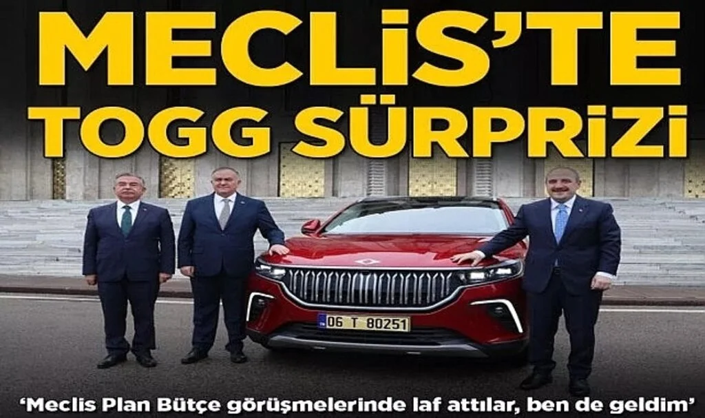 Sanayi ve Teknoloji Bakanı Mustafa Varank, TBMM'ye Togg ile geldi