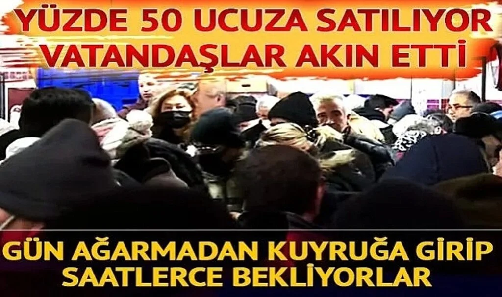 Ucuz et için sabahın ilk ışıklarıyla sıraya girip saatlerce bekliyorlar! 170 lira olan kıyma 90 liradan satılıyor