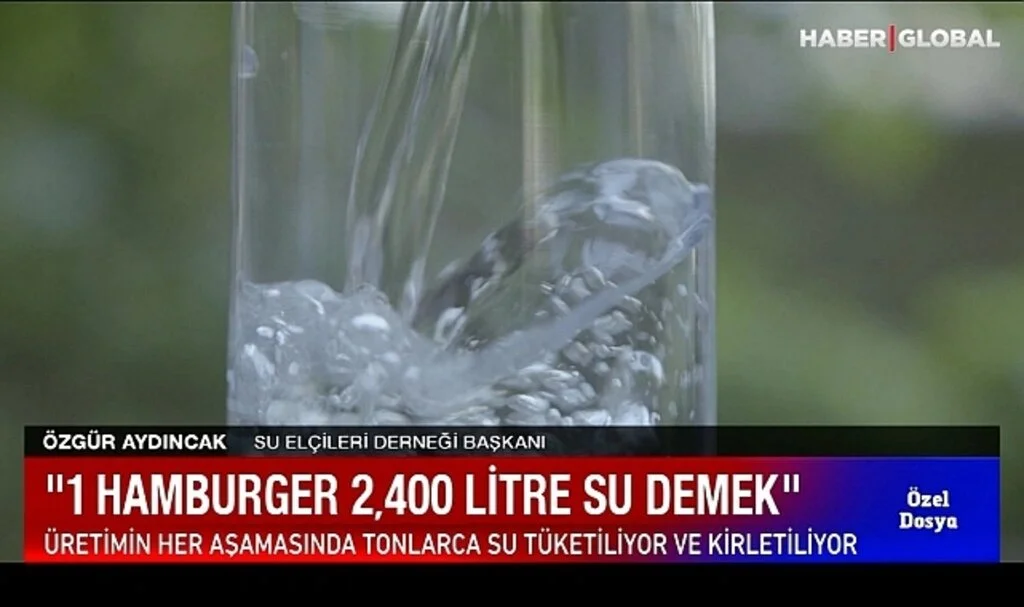 "1 Hamburger 2.400 Litre Su Demek"