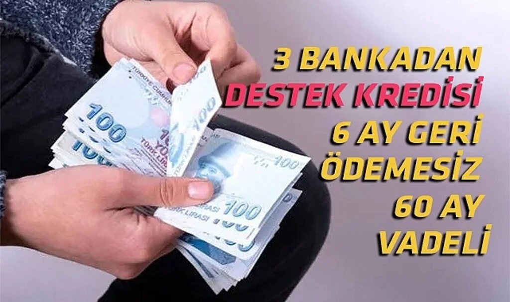 3 Bankadan Destek Kredisi: 6 Ay Geri Ödemesiz, 60 Ay Vadeli
