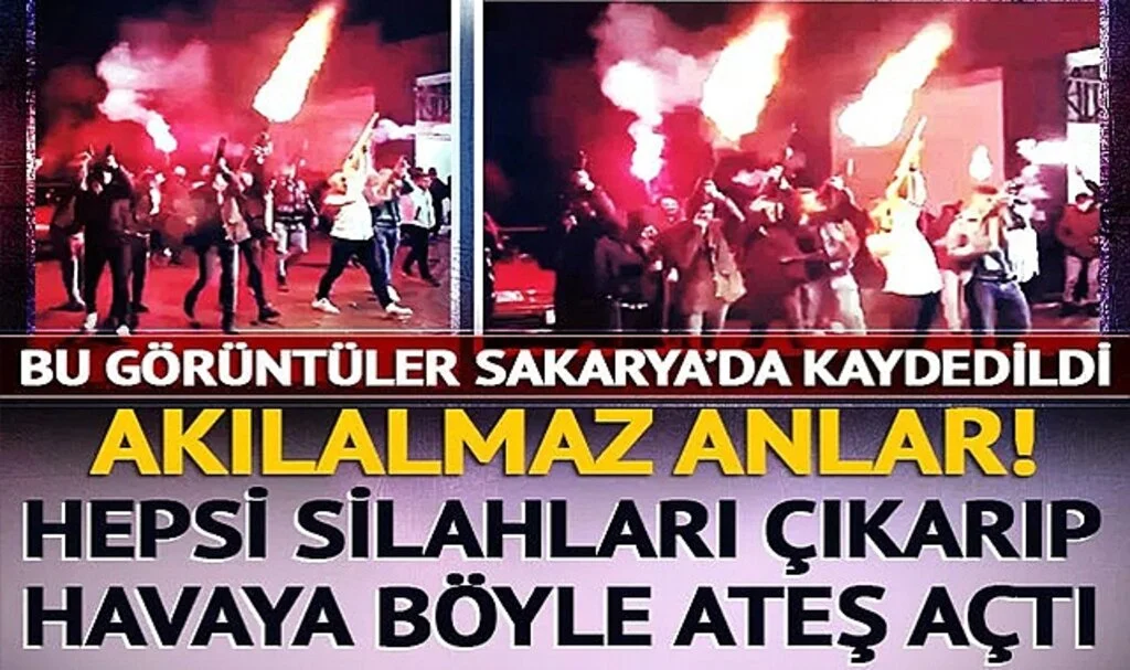 Akıllara durgunluk veren asker eğlencesi! Hepsi silahları çıkarıp havaya ateş açtı