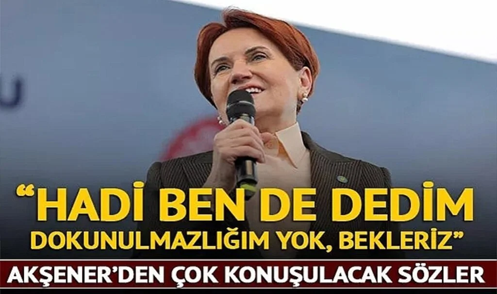 Meral Akşener'den çok konuşulacak sözler! 'Hadi ben de dedim, dokunulmazlığım yok, bekleriz'
