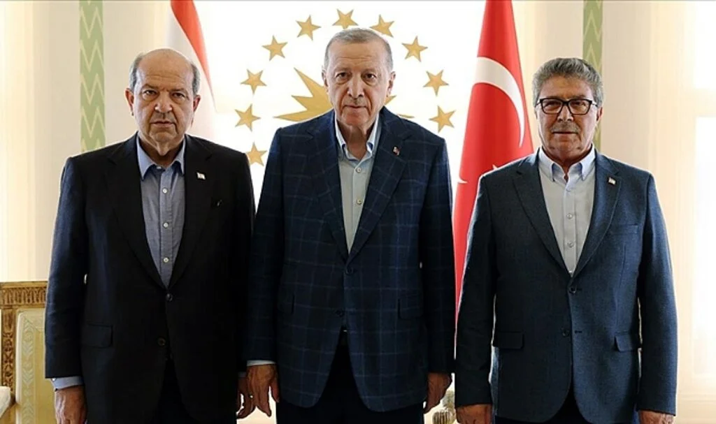 Cumhurbaşkanı Erdoğan, KKTC Cumhurbaşkanı Tatar ve KKTC Başbakanı Üstel ile Görüştü