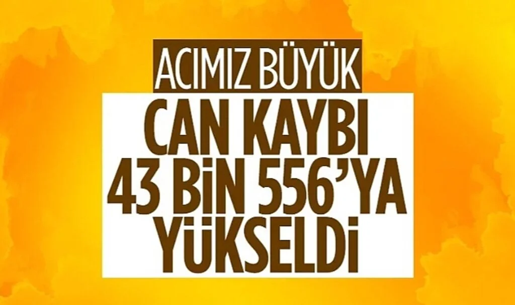 Deprem felaketinde 16'ncı gün bilançosu: Can kaybı 43 bin 556'ya yükseldi