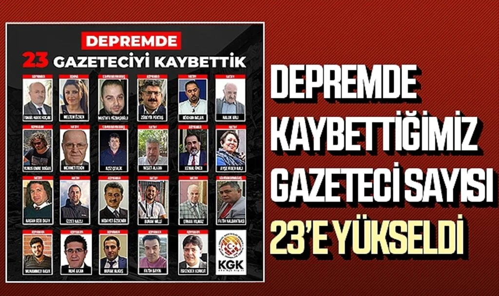 DEPREMDE KAYBETTİĞİMİZ GAZETECİ SAYISI 23’E YÜKSELDİ