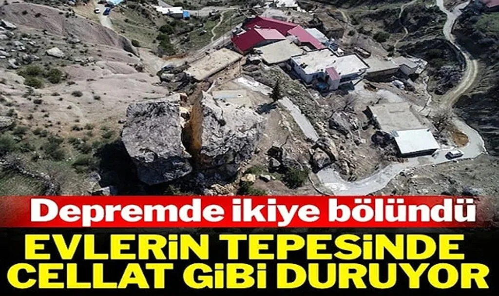 Depremlerin Etkisiyle İkiye Bölünen Kaya Evlerin Tepesinde Duruyor