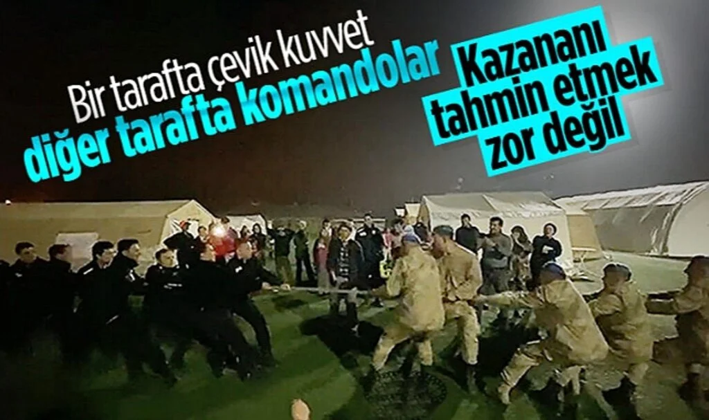Jandarma Komando ve Polisler Çadır Kentte Halat Çekme Oyunu Oynadı
