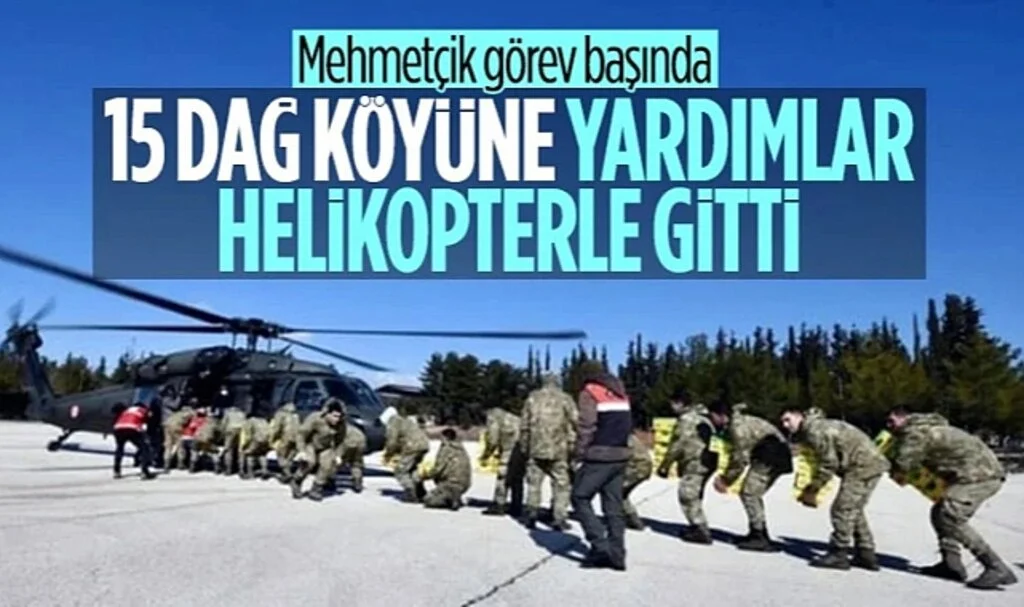 Kahraman Mehmetçik, dağlık alandaki depremzedelere yardım malzemeleri götürdü